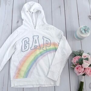 GAP White Hoodie with Pastel Rainbow Cotton